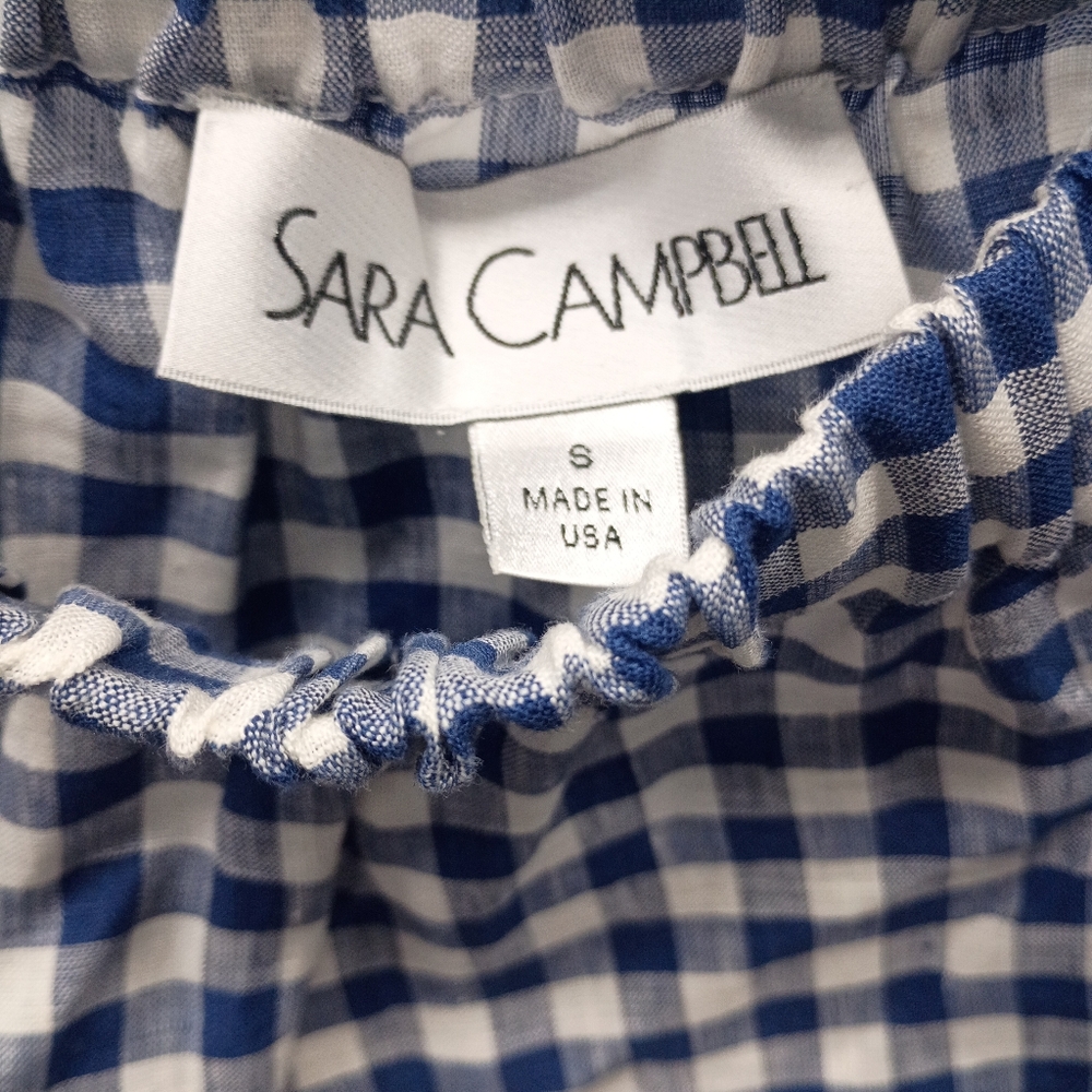 Sara Campbell Blue and White Gingham Blouse - Picture 2 of 6